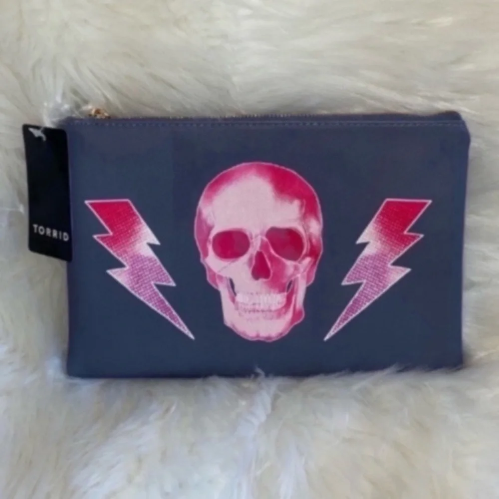 TORRID Essential Zip Pouch - SKULLS & BOLTS - Cosmetic Case - Travel Bag - NEW!